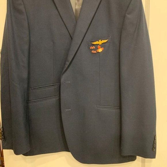 Perry Ellis Portfolio Slim Fit Suit Jacket with vintage pins! - Picture 8 of 11